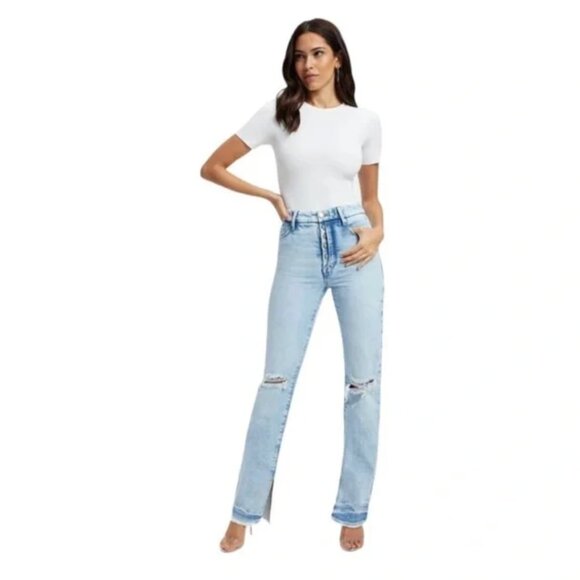 Good American High Rise Light Blue Good Boy Jeans Size 10/30 - Picture 2 of 11